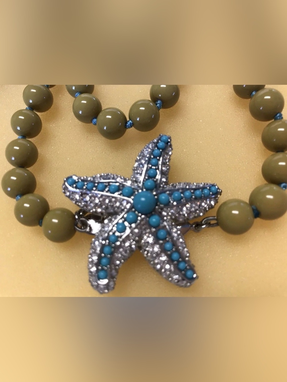 Stella & Dot RETIRED Palm LaCoco Beaded Necklace W/Detachable Starfish Brooch - Picture 6 of 10